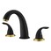 SUMERAIN 2 Handle Widespread Roman Bathtub Faucet Tub Filler with Valve Black and Gold Finish