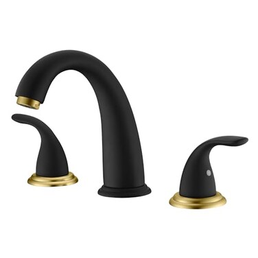 SUMERAIN 2 Handle Widespread Roman Bathtub Faucet Tub Filler with Valve Black and Gold Finish