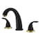 SUMERAIN 2 Handle Widespread Roman Bathtub Faucet Tub Filler with Valve Black and Gold Finish