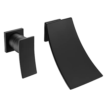sumerain Black Tub Faucet Waterfall Wall Mounted Bathtub Filler LeftHanded Single Handle