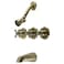 Kingston Brass KB233AXAB Victorian TripleHandle Tub and Shower Faucet in Antique Brass