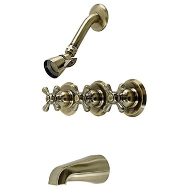 Kingston Brass KB233AXAB Victorian TripleHandle Tub and Shower Faucet in Antique Brass
