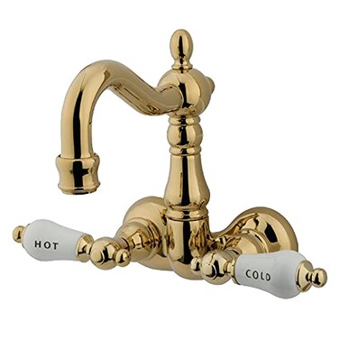 Kingston Brass CC1073T2 Vintage 338Inch Wall Mount Tub Faucet Polished Brass