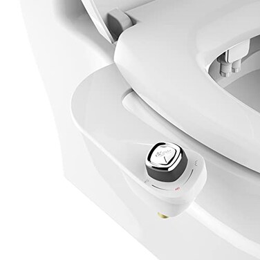 Bio Bidet SlimEdge Bidet Attachment for Toilet Non Electric Dual Nozzles for Front and Rear Cold Water Wash Adjustable Water Pressure White