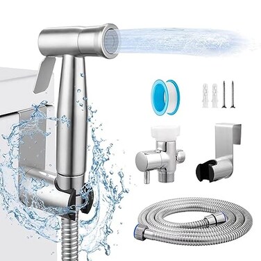 HQJUN Spray Multifunctional Handheld Bidet Spray Bathroom Diaper Shower Hose and Accessories Bidet Handheld Toilet Sprinkler with Dual Spray FunctionSilvery