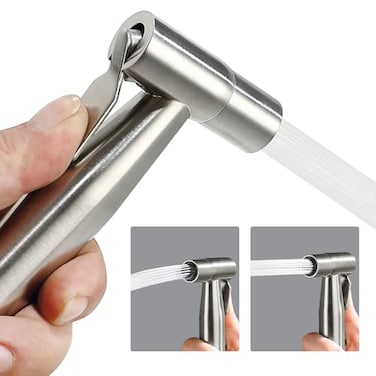 BARROCK Handheld Bidet Sprayer Head Only Stainless Steel Shattaf Jet Spray for Toilet Baby Cloth Diaper Sprayer with Adjustable Water Pressure Control Brushed Nickel