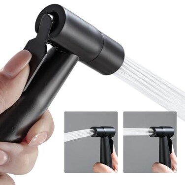 BARROCK 2 Pack Bidet Sprayer Head Only Stainless Steel Handheld Shattaf Jet Spray for Toilet Baby Cloth Diaper Sprayer with Adjustable Water Pressure Control Matte Black