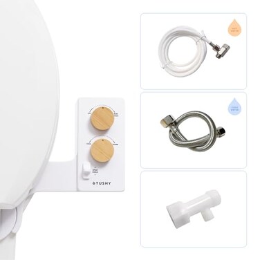 TUSHY Spa Warm Water Bidet Attachment for Toilet Universal Fit Easy Install Requires Sink Access for Optional Temperature Control Self Cleaning Adjustable Pressure Angle Control Bamboo