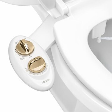 LUXE Bidet NEO 120 Single Nozzle SelfCleaning NonElectric Bidet Attachment for Toilet Seat Adjustable Water Pressure Rear Wash Gold