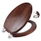 Angel Shield Elongated Wood Toilet Seat with Quiet CloseEasy CleanQuickRelease HingesElongatedDark Walnut