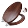 Angel Shield Elongated Wood Toilet Seat with Quiet CloseEasy CleanQuickRelease HingesElongatedDark Walnut