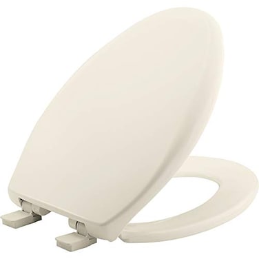 Mayfair Aurora Slow Close Toilet Seat Easy Clean Hinges and Adjustable Perfect Fit Plastic Seat Made in USA Elongated Biscuit
