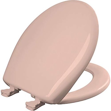 Bemis Classic Colors Slow Close Toilet Seat Easy Clean Hinges and Durable Plastic Seat Made in USA Round Venetian Pink