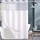 Conbo Mio Extra Long No Hook Shower Curtain with Snap in Liner Set Hotel Luxury White Fabric Shower Curtains for Bathroom with See Through Top Window Washable Waterproof 71W x 84H