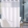 Conbo Mio Extra Long No Hook Shower Curtain with Snap in Liner Set Hotel Luxury White Fabric Shower Curtains for Bathroom with See Through Top Window Washable Waterproof 71W x 84H