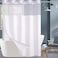 Conbo Mio Extra Long No Hook Shower Curtain with Snap in Liner Set Hotel Luxury White Fabric Shower Curtains for Bathroom with See Through Top Window Washable Waterproof 71W x 84H