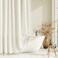 Dynamene Cream Boho Fabric Shower Curtain Tufted Chevron Striped Tassel Textured Shower Curtain for Bathroom Farmhouse Elegant Waterproof Minimalist Cloth Shower Curtain Set 12 Hook 72x72