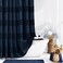 Dynamene Navy Blue Fabric Shower Curtain Tufted Chenille Striped Textured Cloth Shower Curtains for Bathroom Boho Farmhouse Shabby Chic Waterproof Shower Curtain Set with Hook Wrinkle Free 72x72