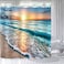LYFANS Bathroom Uses Beach Sunset 3D Shower Curtains Luxurious Bathtub Standard Shower Curtain Waterproof and Bright Fabric Shower Curtains 59x72 inches