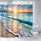 LYFANS Bathroom Uses Beach Sunset 3D Shower Curtains Luxurious Bathtub Standard Shower Curtain Waterproof and Bright Fabric Shower Curtains 59x72 inches
