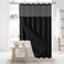Dynamene Fabric Shower Curtain with Snap in Liner Black Waffle Hotel Shower Curtains for Bathroom Washable Waterproof Cloth Shower Curtain Liner Set with Plastic Hooks Mesh Top Window 72x72