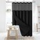 Dynamene Fabric Shower Curtain with Snap in Liner Black Waffle Hotel Shower Curtains for Bathroom Washable Waterproof Cloth Shower Curtain Liner Set with Plastic Hooks Mesh Top Window 72x72