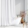 Dynamene Extra Long Shower Curtains 84 Inches Long Boho Tufted Chevron Striped Fabric Shower Curtains for Bathroom Tall Minimalist Chic Waterproof Cloth Shower Curtain Set with Hook White 72x84