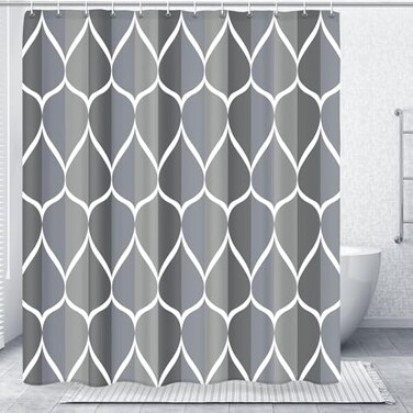 Gelbchu Grey Blue Blend 72 x 72 Inch Shower Curtain Waterproof Design and Polyester QuickDrying Heavy Duty Shower Curtains Set for Bathroom Machine Washable with 12 Plastic Hooks