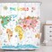 Riyidecor Kids World Map Shower Curtain for Bathroom Decor 60Wx72H Funny Educational Tool Cartoon Cute Animal Geography Continents Ocean Art Printed Fabric Polyester Waterproof 12 Pack Plastic Hooks