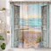 GOAOK Boho Beach Coastal Shower Curtain Teal Ocean Sunrise Seaside Seascape Nautical Beachy Shower Curtain Set Rustic Barn Door Seashore Fabric Shower Curtain for Bathroom 12 Hooks 7272 Turquoise