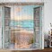 GOAOK Boho Beach Coastal Shower Curtain Teal Ocean Sunrise Seaside Seascape Nautical Beachy Shower Curtain Set Rustic Barn Door Seashore Fabric Shower Curtain for Bathroom 12 Hooks 7272 Turquoise