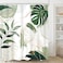Mitpok Sage Green Boho Shower Curtain Mid Century Modern Abstract Tropical Palm Leaves Minimalist Gold Olive Geometric Plant 72Wx72H Bathroom Decor Bath Curtain Liner Fabric Polyester 12 Pack Hooks