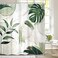 Mitpok Sage Green Boho Shower Curtain Mid Century Modern Abstract Tropical Palm Leaves Minimalist Gold Olive Geometric Plant 72Wx72H Bathroom Decor Bath Curtain Liner Fabric Polyester 12 Pack Hooks