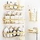 Liuoud 5 Pack Shower Caddy Organizer Rack Shelf for Inside Shower Self Adhesive Wall Storage Basket Rustproof Stainless Steel Shampoo Holder Bathroom Accessory Decor Set Gold