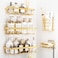 Liuoud 5 Pack Shower Caddy Organizer Rack Shelf for Inside Shower Self Adhesive Wall Storage Basket Rustproof Stainless Steel Shampoo Holder Bathroom Accessory Decor Set Gold