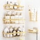 Liuoud 5 Pack Shower Caddy Organizer Rack Shelf for Inside Shower Self Adhesive Wall Storage Basket Rustproof Stainless Steel Shampoo Holder Bathroom Accessory Decor Set Gold