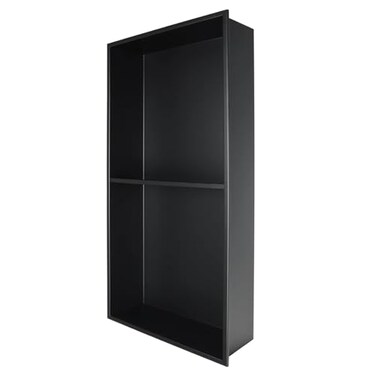 BATHFINESSE Shower Niche 24 X 12 Black Stainless Steel Wall Niche Double Shelves Recessed Shower Shelf for Bathroom Storage No Tile Needed Over Mount Installation
