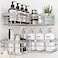 Sakugi Corner Shower Caddy 2 Pack Adhesive Shower Organizers Rustproof Stainless Steel Shower Shelves with 8 Hooks No Drilling Bathroom Organizers and Storage Racks SpaceSaving Silver XLarge