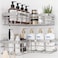 Sakugi Corner Shower Caddy 2 Pack Adhesive Shower Organizers Rustproof Stainless Steel Shower Shelves with 8 Hooks No Drilling Bathroom Organizers and Storage Racks SpaceSaving Silver XLarge