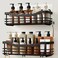 Orimade Adhesive Shower Caddy Shelf with 5 Hooks Organizer Storage Rack Rust Resistant Wall Mounted Stainless Steel No Drilling for Bathroom Toilet Kitchen 2 PackBlack