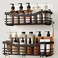 Orimade Adhesive Shower Caddy Shelf with 5 Hooks Organizer Storage Rack Rust Resistant Wall Mounted Stainless Steel No Drilling for Bathroom Toilet Kitchen 2 PackBlack