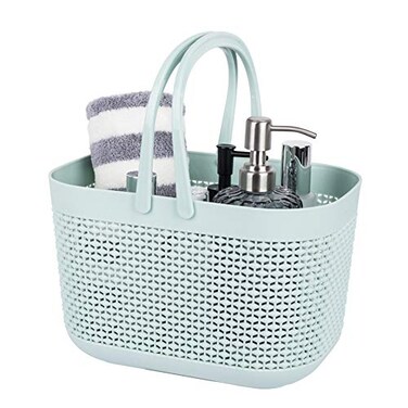 UUJOLY Plastic Organizer Storage Baskets with Handles Shower Caddy Bins Organizer for Bathroom and kitchen Blue