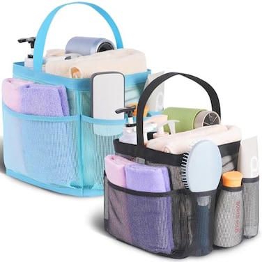 EUDELE 2 Pack Mesh Shower Caddy Portable for College Dorm Room Essentials Shower Caddy Dorm with 8Pocket Large CapacityShower Bag for BeachSwimmingGym