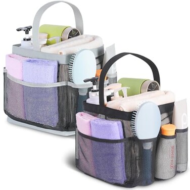 EUDELE 2 Pack Mesh Shower Caddy Portable for College Dorm Room Essentials Shower Caddy Dorm with 8Pocket Large CapacityShower Bag for BeachSwimmingGym