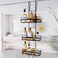 Skyapex Shower Caddy Over the Door Organizer Bath Rack Hanging Over Glass with Hooks Storage Shelf Inside Bathroom for Shampoo Matte Black