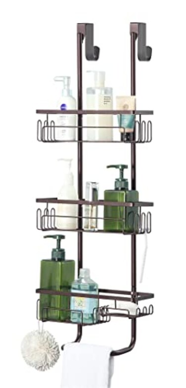 SunnyPoint Classic Metal Bathroom Shower Caddy Over Door Hanging Storage Organizer Basket