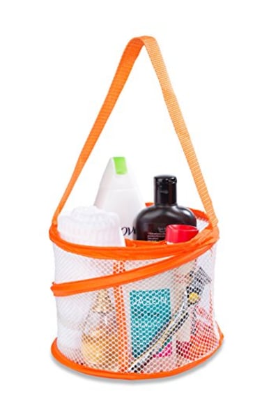 Handy Laundry Portable Shower Caddy Collapsible Mesh Organizer with Handle Quick Dry Large Compartments for Dorm College Gym Travel Camp Bathroom Essentials Orange