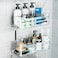 JiePai Acrylic Shower Caddy Clear Wall Mounted Bathroom Organizer with Hooks NoDrill Adhesive Shower Shelf for Shampoo Soap Toiletries Waterproof Rustproof 2 Pack