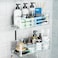 JiePai Acrylic Shower Caddy Clear Wall Mounted Bathroom Organizer with Hooks NoDrill Adhesive Shower Shelf for Shampoo Soap Toiletries Waterproof Rustproof 2 Pack