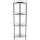 HuggieGems 4 Tier Floor Standing Corner Shower Caddy Organizer Shelf with Hooks Bathroom Shelves Stand Rack Black